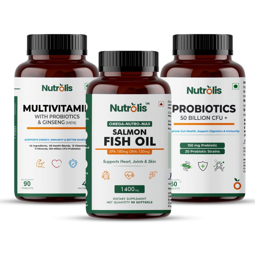 Nutrolis 60-Day Men's Health Stack – Multivitamin + Probiotics + Omega-3