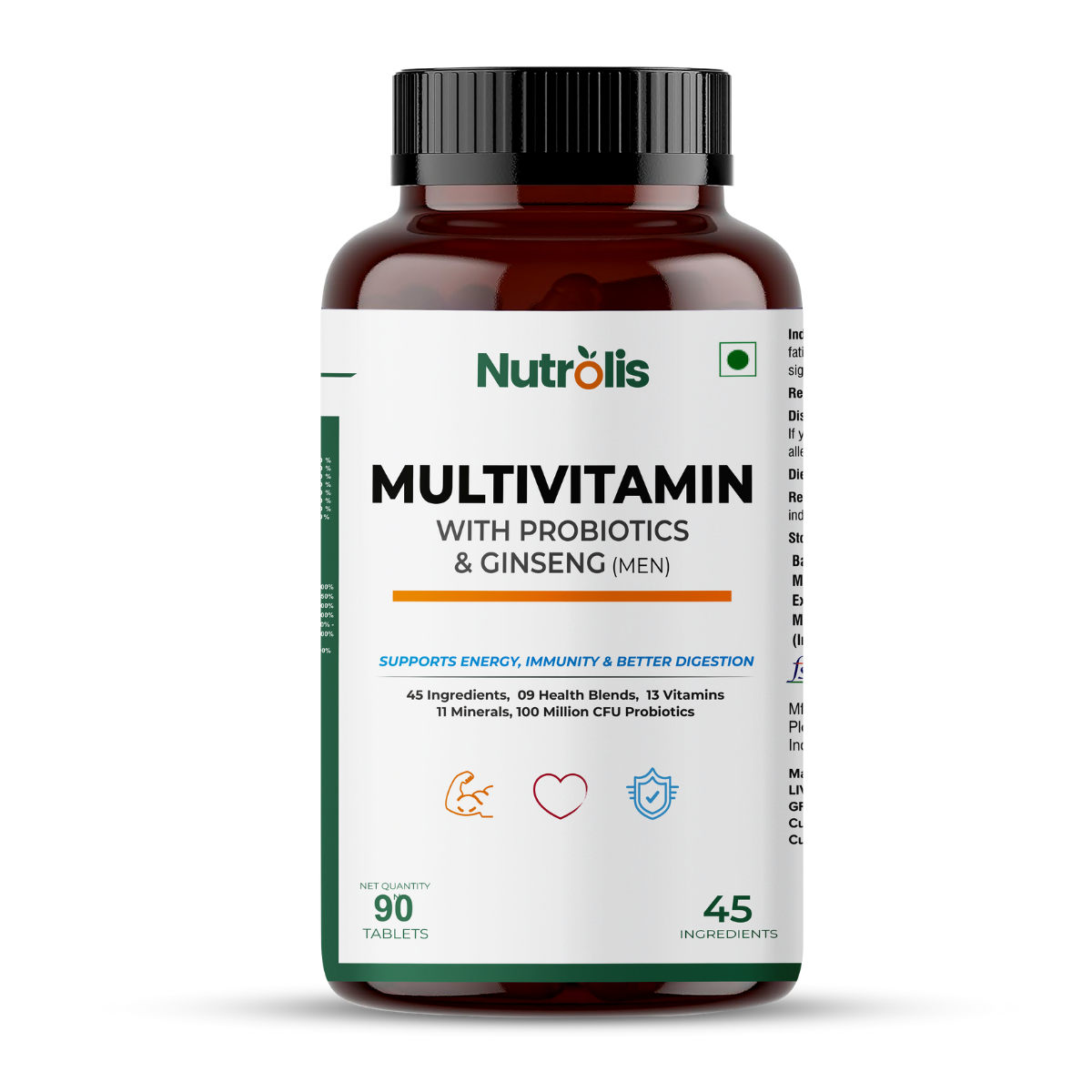 Nutrolis Multivitamin for Men with 43 Ingredients - 90 Veg Tablets