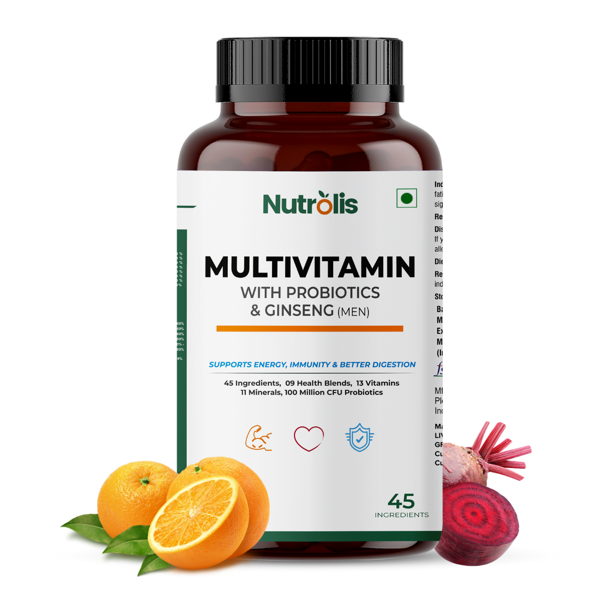 Nutrolis Multivitamin for Men with 43 Ingredients - 90 Veg Tablets