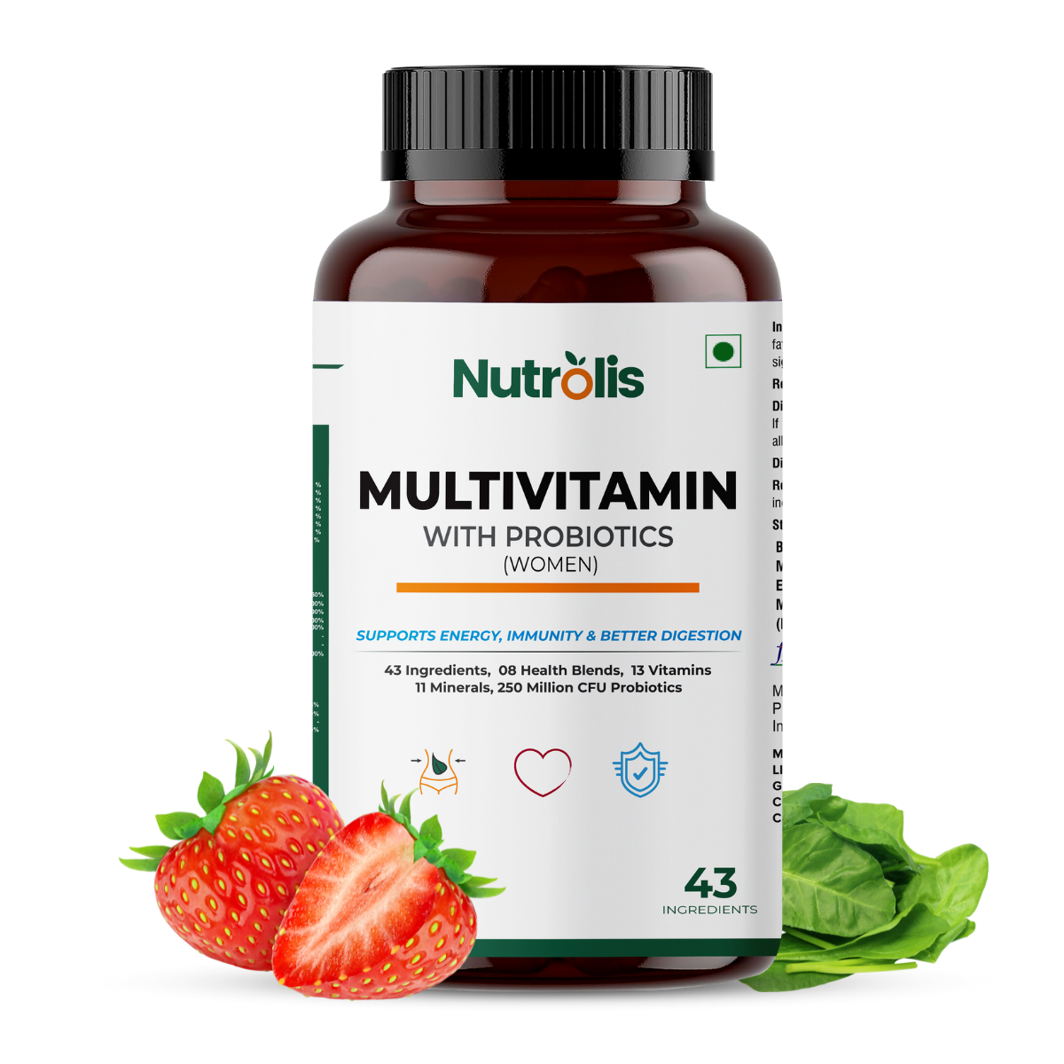 Nutrolis Multivitamin for Women with 43 Ingredients -90 Veg Tablets