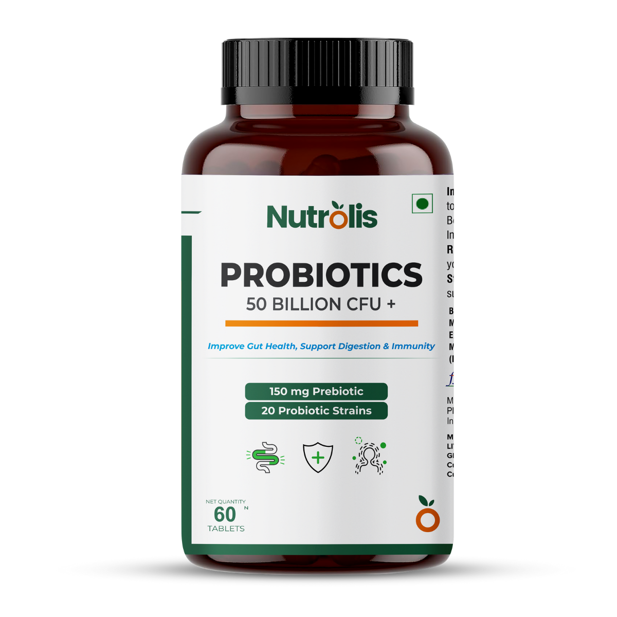 Nutrolis Probiotics Supplement 50 Billion for Women & Men – 60 Veg Capsules