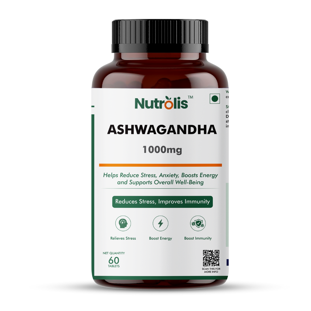 Nutrolis Ashwagandha 1000mg – Natural Stress Relief & Energy Boost Supplement