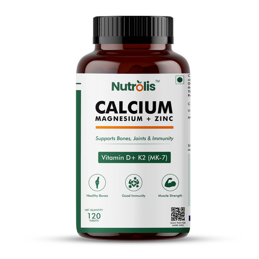 Nutrolis Calcium, Magnesium, Zinc with Vitamin D3 & K2 – Bone, Joint & Immune Support