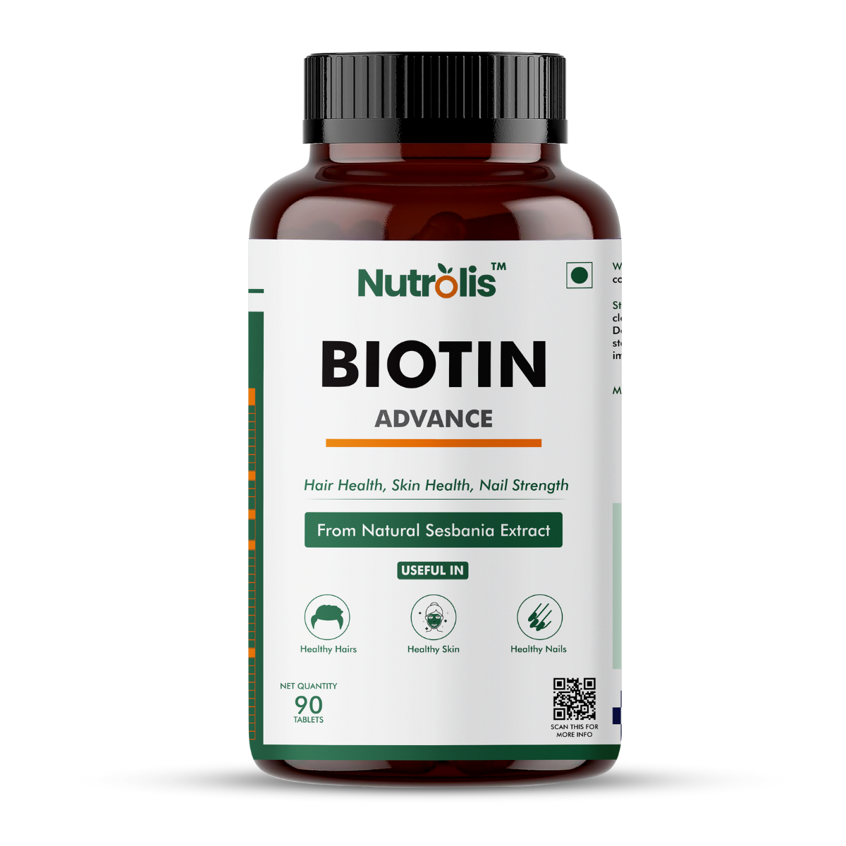 Nutrolis Biotin Advance - Natural Support for Hair, Skin & Nails (90 Tablets)