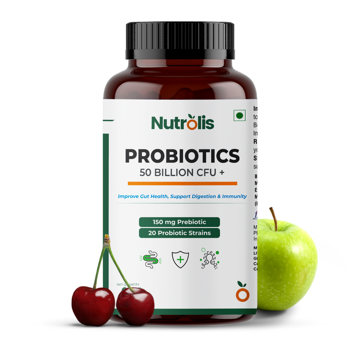 Nutrolis Probiotics Supplement 50 Billion for Women & Men – 60 Veg Capsules