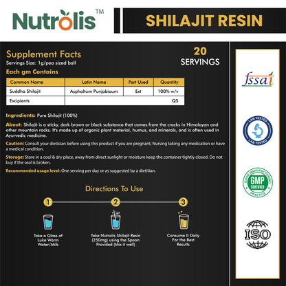 Nutrolis 100% Pure Shilajit Resin – Daily Boost for Strength & Stamina (20g)