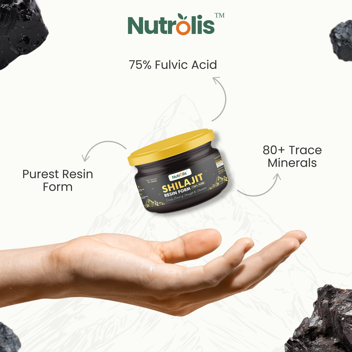 Nutrolis 100% Pure Shilajit Resin Form | Daily Boost for Strength, Stamina & Energy | 20g