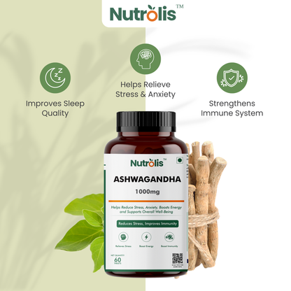 Nutrolis Ashwagandha 1000mg – Natural Stress Relief & Energy Boost Supplement