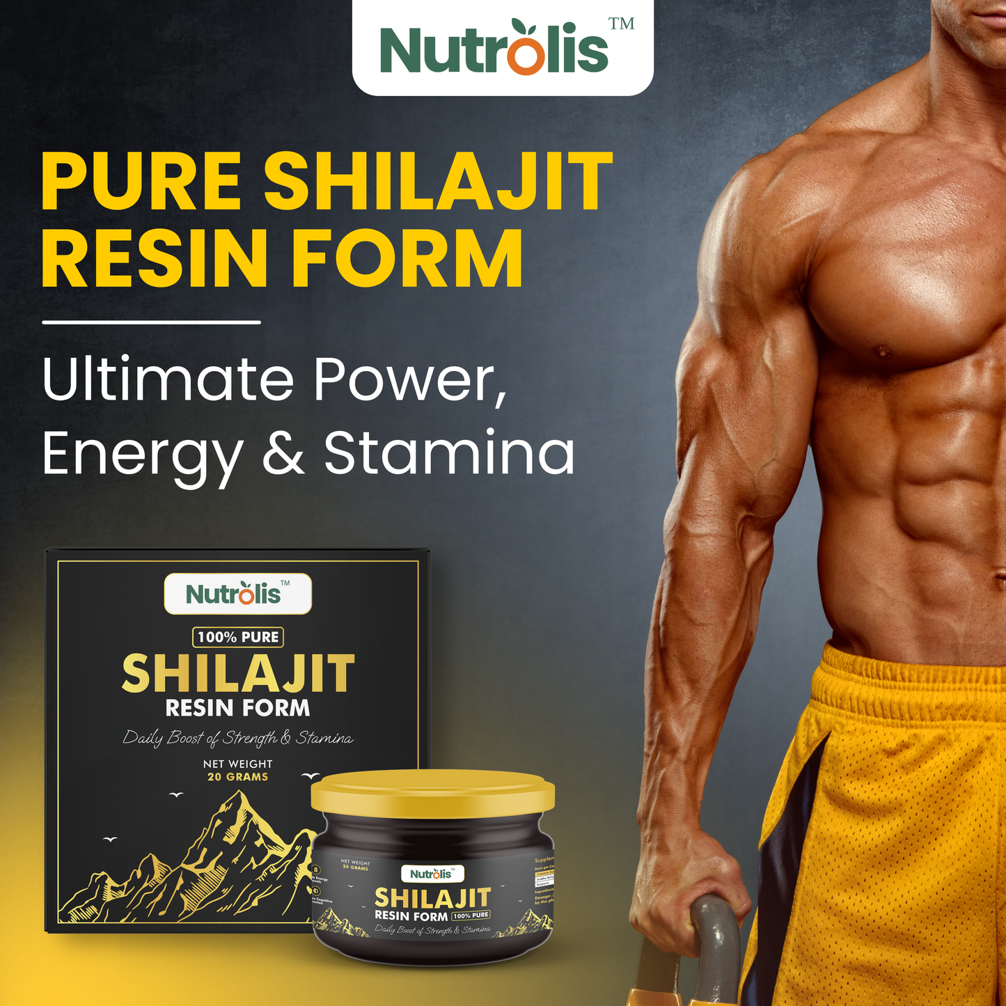 Nutrolis 100% Pure Shilajit Resin – Daily Boost for Strength & Stamina (20g)